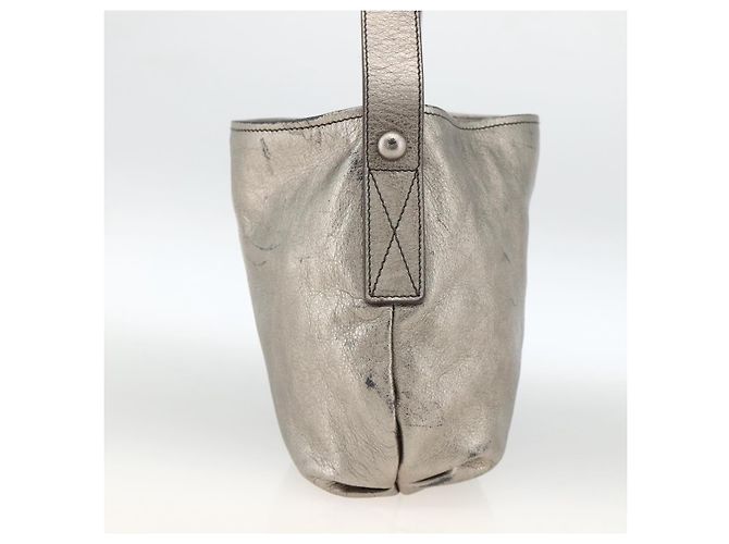 Borsa a Spalla in Pelle Salvatore Ferragamo Argento Auth BA11441 - vista 4