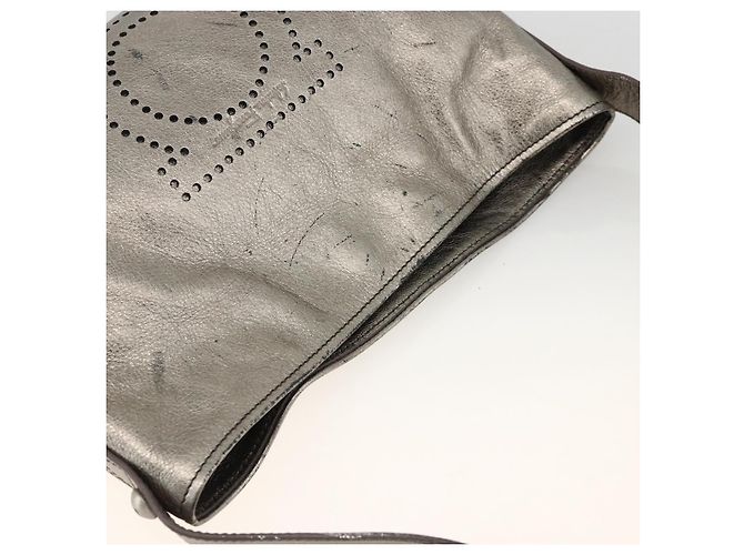Borsa a Spalla in Pelle Salvatore Ferragamo Argento Auth BA11441 - vista 6