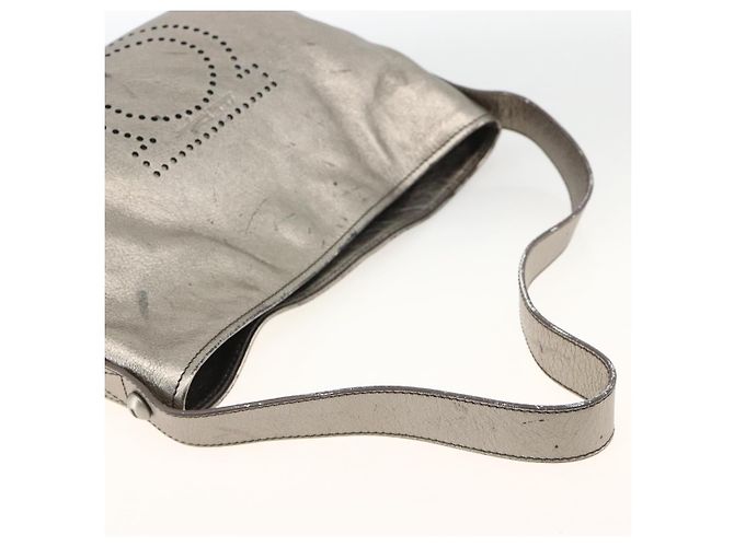 Borsa a Spalla in Pelle Salvatore Ferragamo Argento Auth BA11441 - vista 7