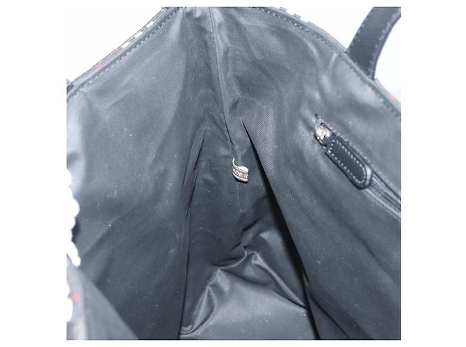 Burberry Borsa Tote Nova Check in nylon nero e argento Auth 174568 - vista 18