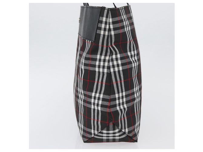 Burberry Borsa Tote Nova Check in nylon nero e argento Auth 174568 - vista 4