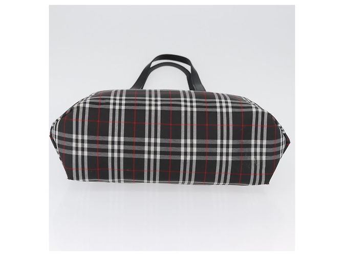 Burberry Borsa Tote Nova Check in nylon nero e argento Auth 174568 - vista 9