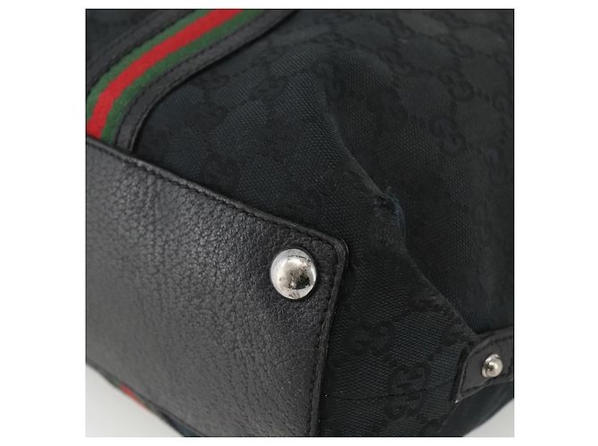 GUCCI GG Canvas Web Sherry Linie Tote Bag Schwarz Silber 132898 Auth mr2181 - Ansicht 10