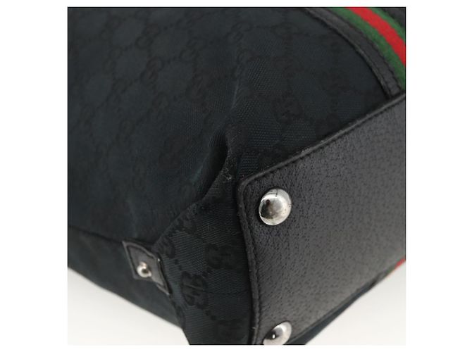 GUCCI GG Canvas Web Sherry Linie Tote Bag Schwarz Silber 132898 Auth mr2181 - Ansicht 11