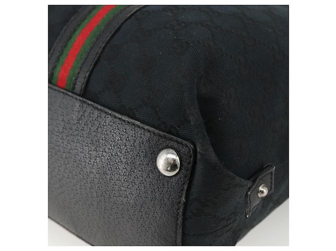 GUCCI GG Canvas Web Sherry Linie Tote Bag Schwarz Silber 132898 Auth mr2181 - Ansicht 12