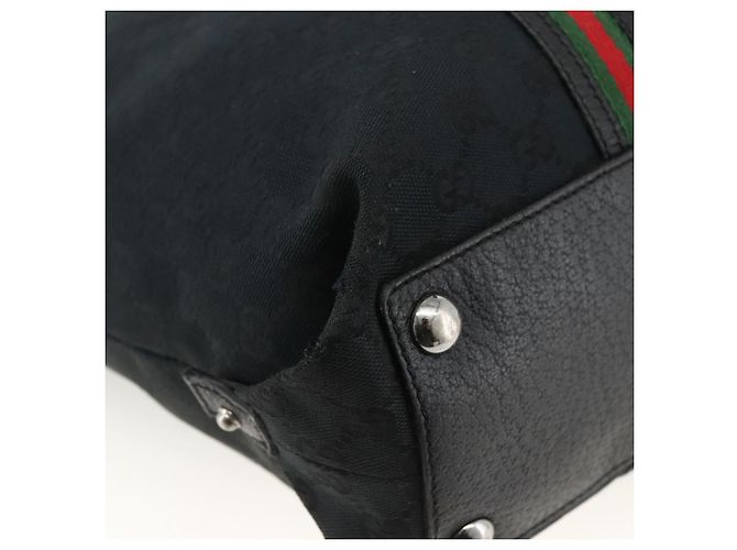 GUCCI GG Canvas Web Sherry Linie Tote Bag Schwarz Silber 132898 Auth mr2181 - Ansicht 13