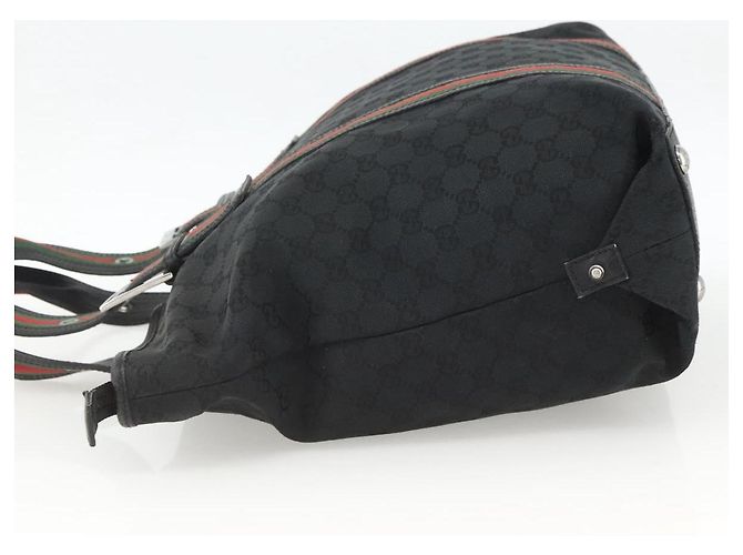 GUCCI GG Canvas Web Sherry Linie Tote Bag Schwarz Silber 132898 Auth mr2181 - Ansicht 4