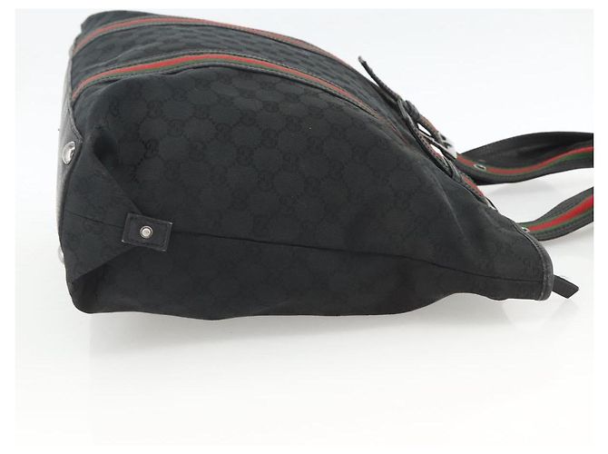 GUCCI GG Canvas Web Sherry Linie Tote Bag Schwarz Silber 132898 Auth mr2181 - Ansicht 5