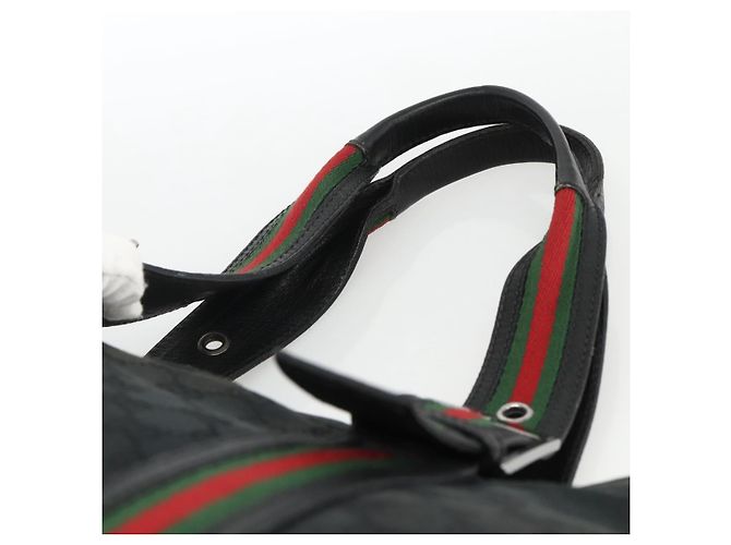 GUCCI GG Canvas Web Sherry Linie Tote Bag Schwarz Silber 132898 Auth mr2181 - Ansicht 8