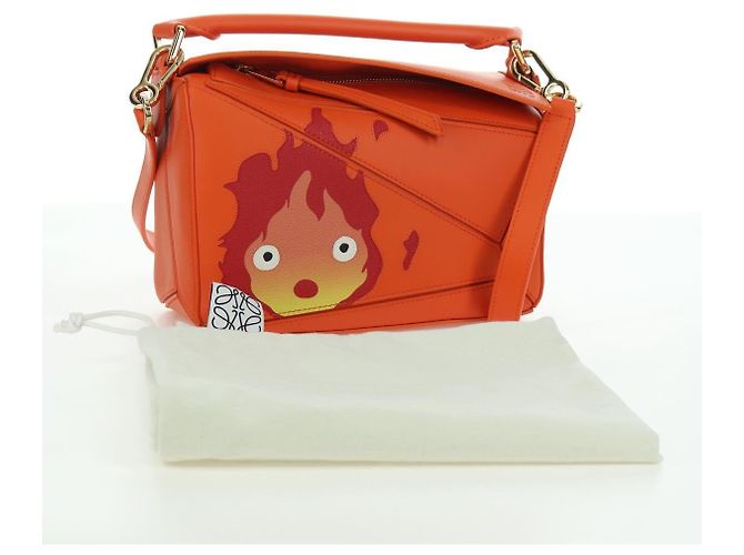 LOEWE - Borsa Puzzle Ghibli Castello Errante di Howl Calcifer Arancione Auth 167092SM D'oro - vista 12