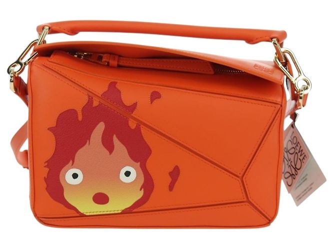 LOEWE - Borsa Puzzle Ghibli Castello Errante di Howl Calcifer Arancione Auth 167092SM D'oro - vista 13