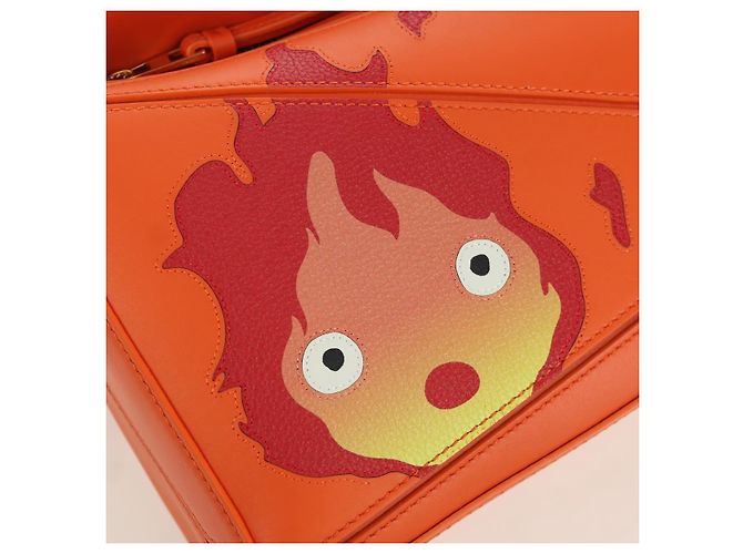 LOEWE - Borsa Puzzle Ghibli Castello Errante di Howl Calcifer Arancione Auth 167092SM D'oro - vista 21