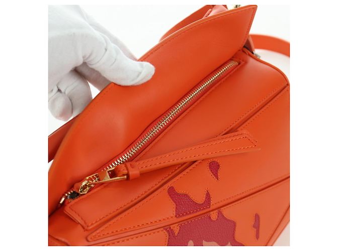 LOEWE - Borsa Puzzle Ghibli Castello Errante di Howl Calcifer Arancione Auth 167092SM D'oro - vista 22
