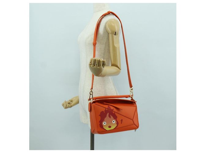 LOEWE - Borsa Puzzle Ghibli Castello Errante di Howl Calcifer Arancione Auth 167092SM D'oro - vista 28