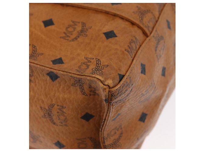 Borsa Tote Vicetos Logogram MCM in PVC Marrone Oro Auth BA10957 D'oro - vista 10