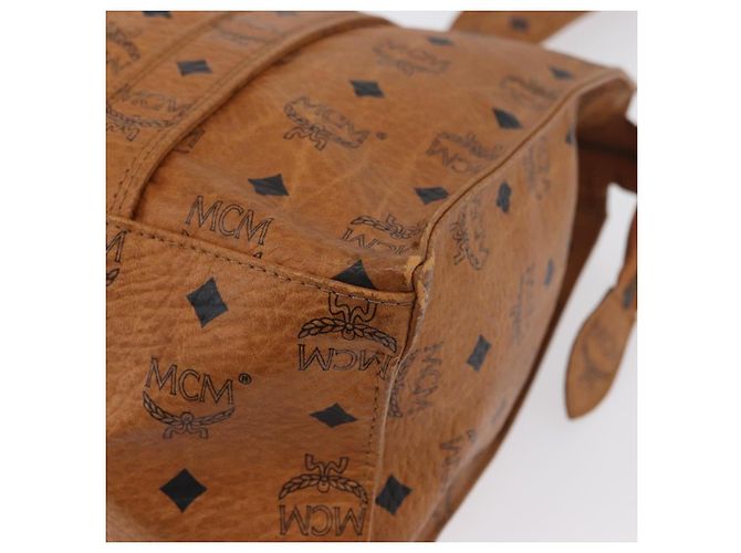 Borsa Tote Vicetos Logogram MCM in PVC Marrone Oro Auth BA10957 D'oro - vista 11