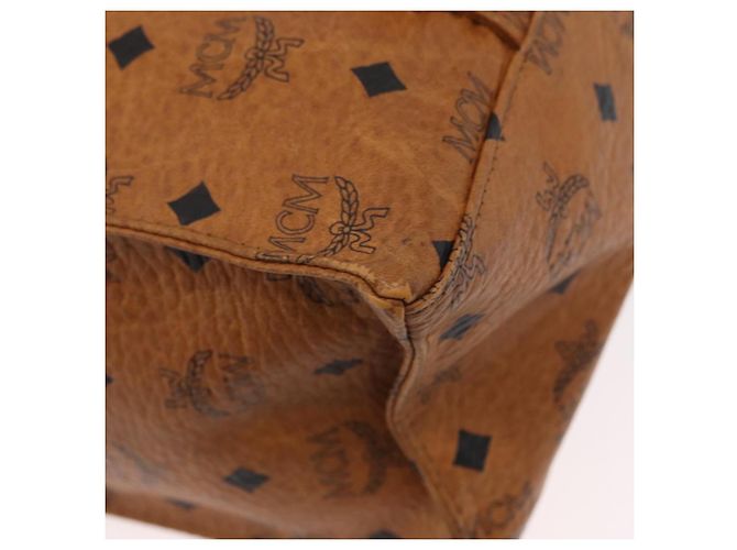 Borsa Tote Vicetos Logogram MCM in PVC Marrone Oro Auth BA10957 D'oro - vista 12