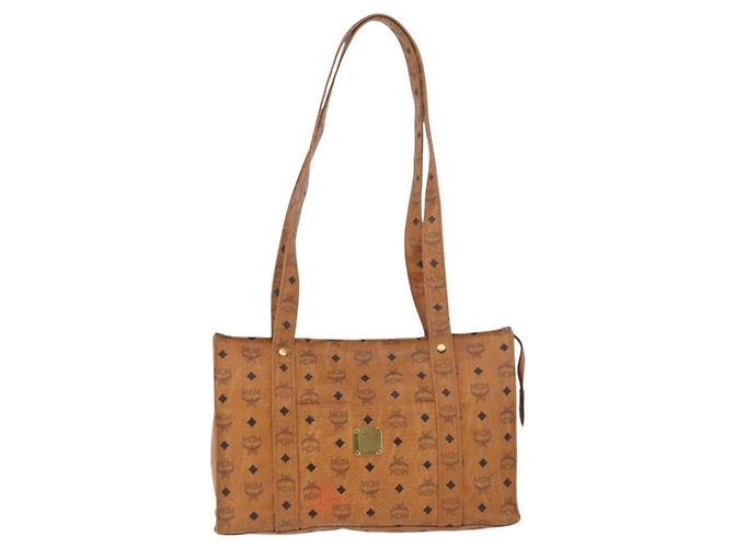 Borsa Tote Vicetos Logogram MCM in PVC Marrone Oro Auth BA10957 D'oro - vista 2