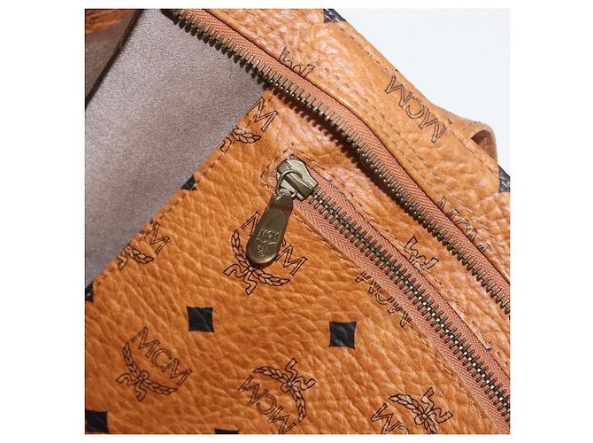 Borsa Tote Vicetos Logogram MCM in PVC Marrone Oro Auth BA10957 D'oro - vista 22