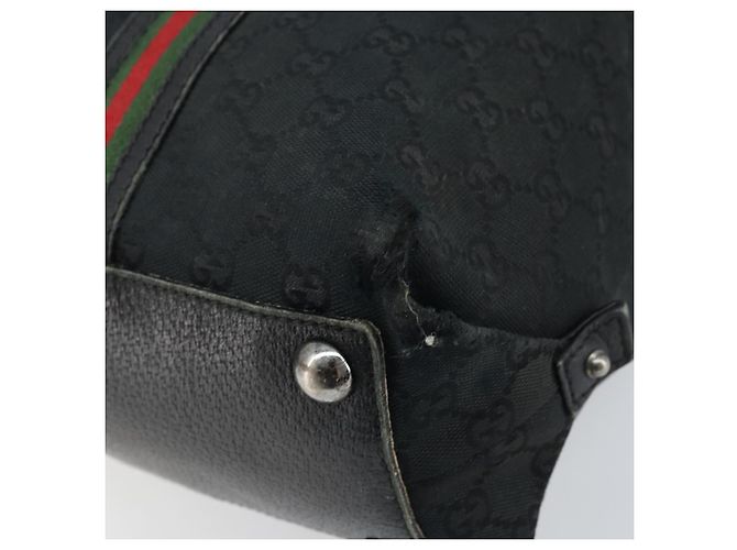 GUCCI GG Canvas Web Sherry Linie Tote Bag Schwarz 132898 Auth 170944 - Ansicht 10