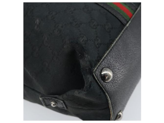 GUCCI GG Canvas Web Sherry Linie Tote Bag Schwarz 132898 Auth 170944 - Ansicht 13