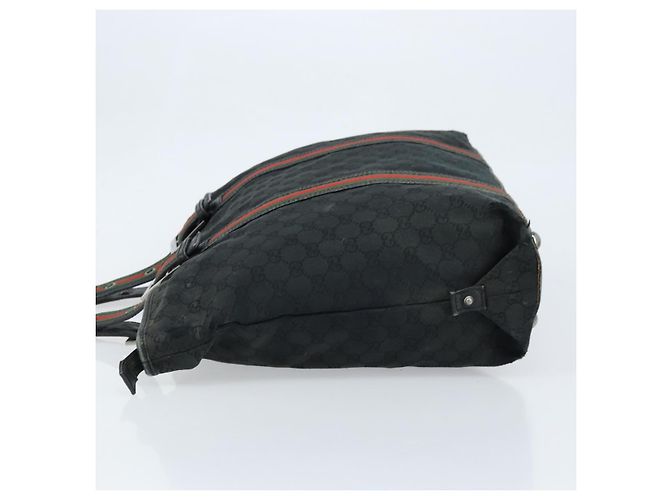 GUCCI GG Canvas Web Sherry Linie Tote Bag Schwarz 132898 Auth 170944 - Ansicht 5