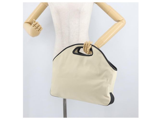 Borsa a Mano LOEWE in Tela Pelle Beige Oro Auth 174611 D'oro - vista 22