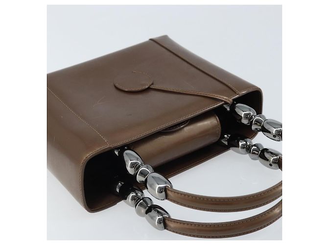 Borsa a mano Maris Pearl in pelle verniciata marrone e argento Christian Dior Auth ep13834 - vista 6