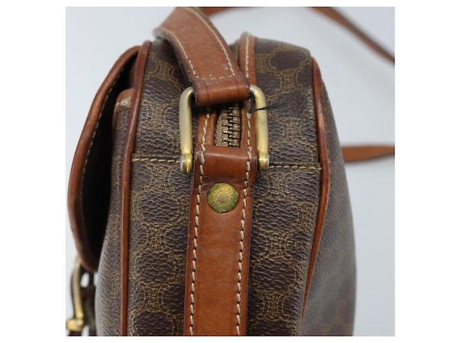 Céline CELINE Macadam Canvas Shoulder Bag PVC Leather Brown Gold Auth ARZ311 Golden - view 14