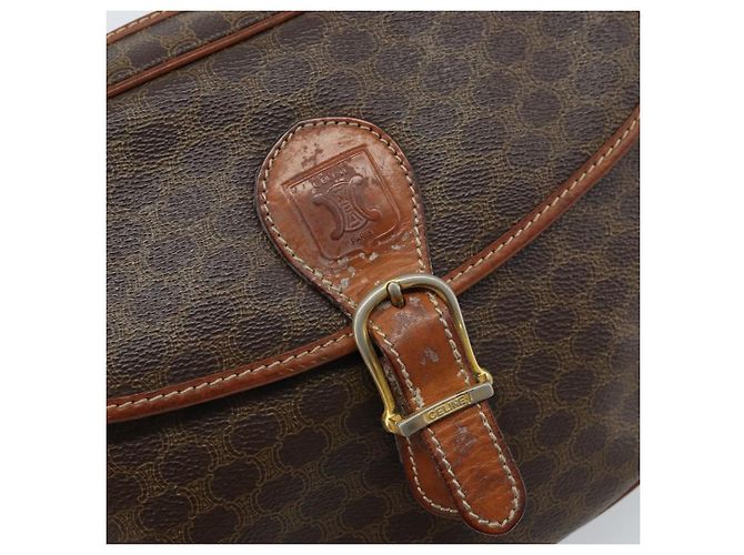 Céline CELINE Macadam Canvas Shoulder Bag PVC Leather Brown Gold Auth ARZ311 Golden - view 15