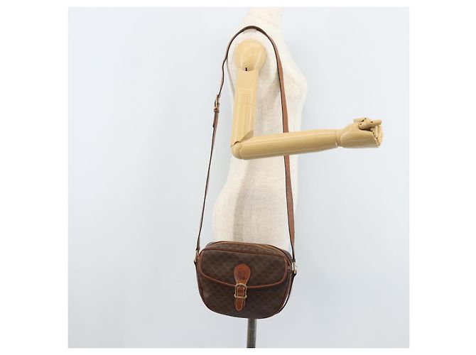 Céline CELINE Macadam Canvas Shoulder Bag PVC Leather Brown Gold Auth ARZ311 Golden - view 25
