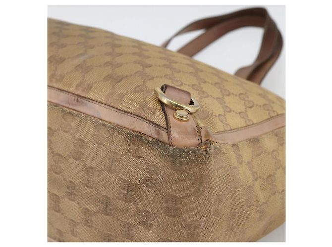 Borsa Tote Abbey GG Canvas Gucci Beige Oro 141472 Auth BSZ183 D'oro - vista 10
