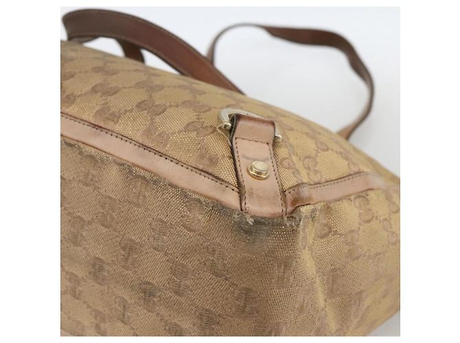 Borsa Tote Abbey GG Canvas Gucci Beige Oro 141472 Auth BSZ183 D'oro - vista 12