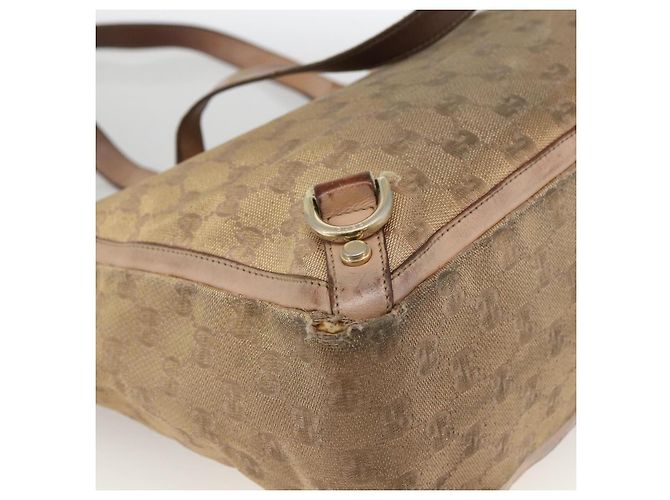 Borsa Tote Abbey GG Canvas Gucci Beige Oro 141472 Auth BSZ183 D'oro - vista 13