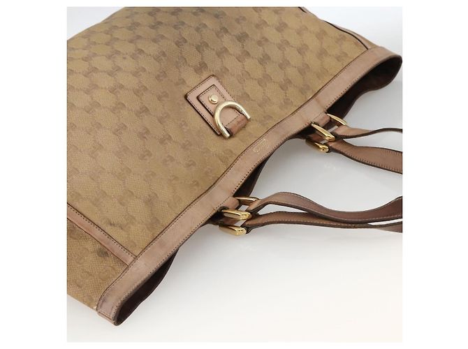 Borsa Tote Abbey GG Canvas Gucci Beige Oro 141472 Auth BSZ183 D'oro - vista 6