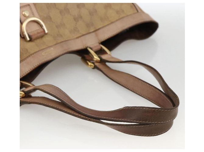 Borsa Tote Abbey GG Canvas Gucci Beige Oro 141472 Auth BSZ183 D'oro - vista 7
