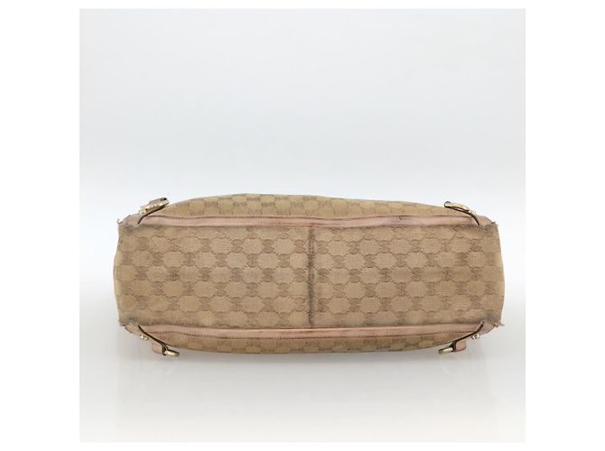 Borsa Tote Abbey GG Canvas Gucci Beige Oro 141472 Auth BSZ183 D'oro - vista 9