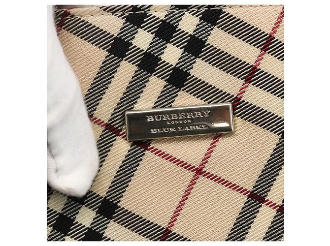 Bolsa de mão Burberry Nova Check Black label nylon prata bege Auth kk648 - vista 14