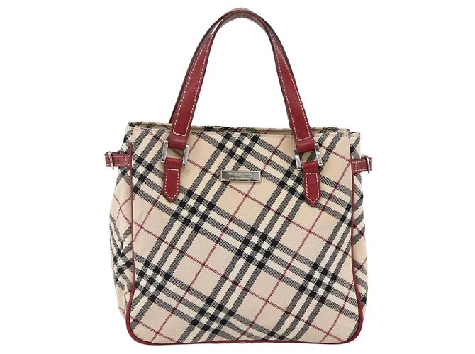 Bolsa de mão Burberry Nova Check Black label nylon prata bege Auth kk648 - vista 2