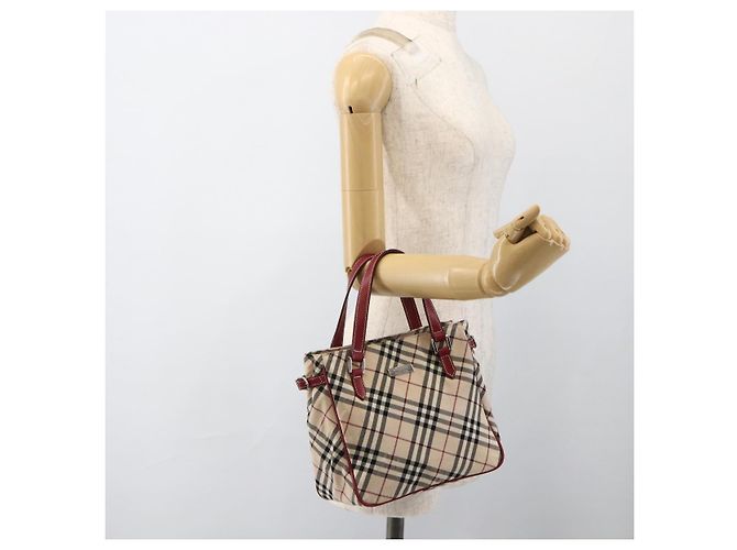 Bolsa de mão Burberry Nova Check Black label nylon prata bege Auth kk648 - vista 20