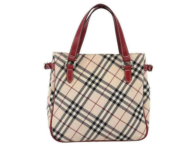 Bolsa de mão Burberry Nova Check Black label nylon prata bege Auth kk648 - vista 3