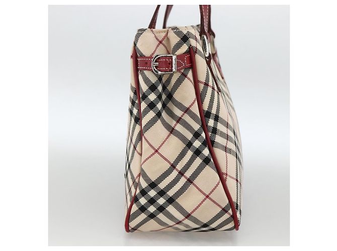 Bolsa de mão Burberry Nova Check Black label nylon prata bege Auth kk648 - vista 5