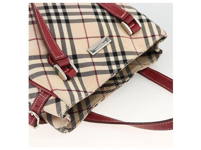 Bolsa de mão Burberry Nova Check Black label nylon prata bege Auth kk648 - vista 6