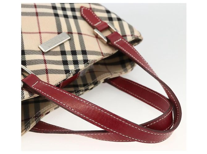 Bolsa de mão Burberry Nova Check Black label nylon prata bege Auth kk648 - vista 7