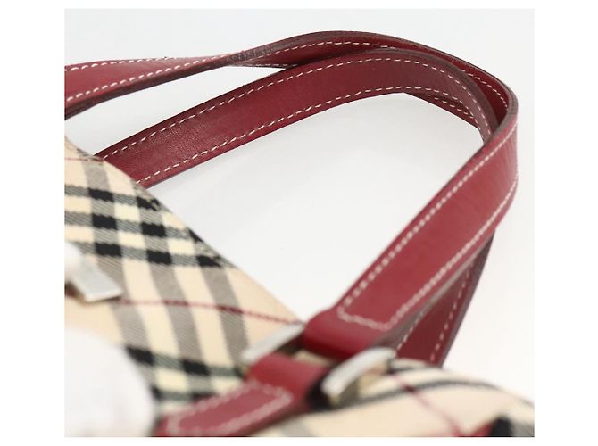 Bolsa de mão Burberry Nova Check Black label nylon prata bege Auth kk648 - vista 8