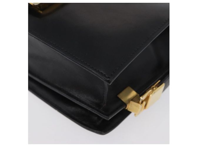 Borsa a spalla CÉLINE Carrozza in pelle nera e oro Auth BSZ366 Nero D'oro - vista 11