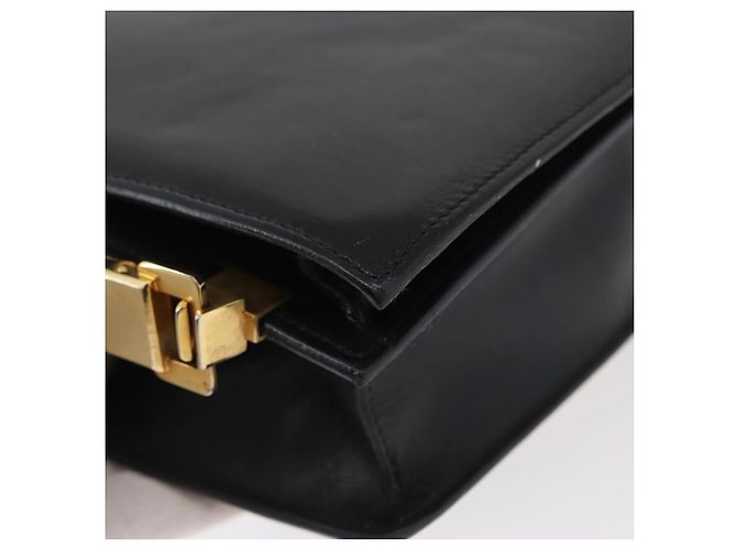 Borsa a spalla CÉLINE Carrozza in pelle nera e oro Auth BSZ366 Nero D'oro - vista 12