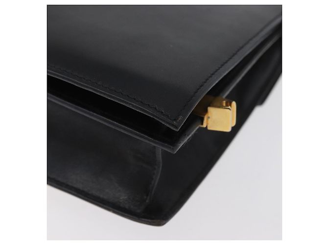 Borsa a spalla CÉLINE Carrozza in pelle nera e oro Auth BSZ366 Nero D'oro - vista 13