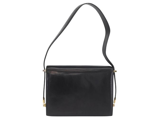 Borsa a spalla CÉLINE Carrozza in pelle nera e oro Auth BSZ366 Nero D'oro - vista 3