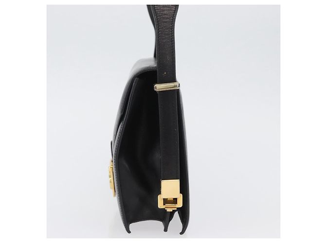 Borsa a spalla CÉLINE Carrozza in pelle nera e oro Auth BSZ366 Nero D'oro - vista 4